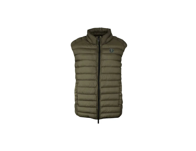 Nylon Padded Vest with Zip Closure - Green