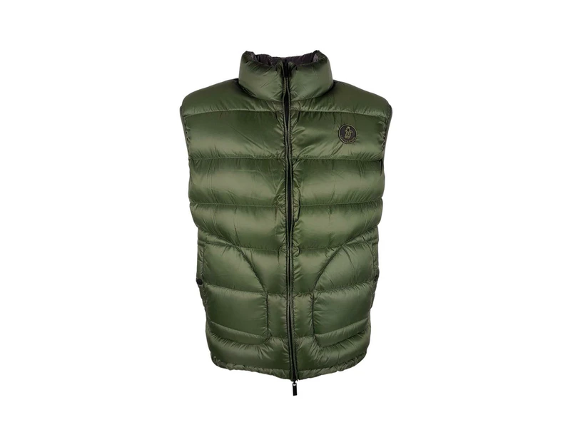Reversible Nylon Vest with Duck Down Padding - Green