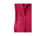 Crepe Button-Front Summer Jacket with Logo Detail - Fuchsia