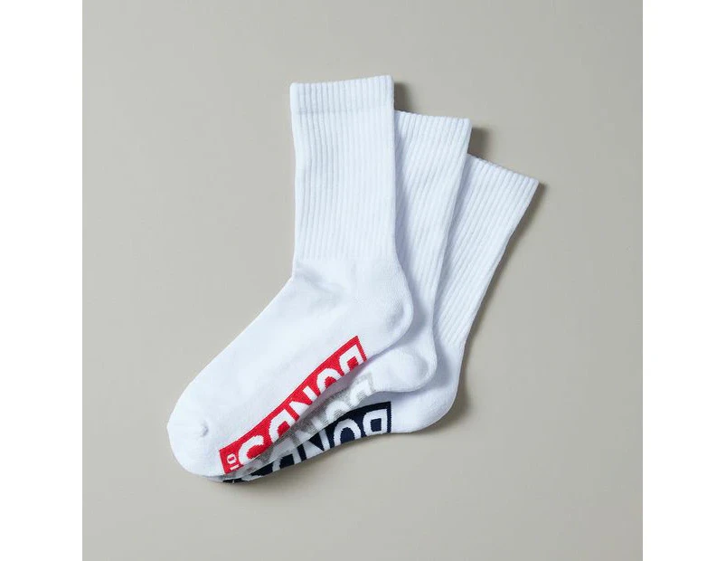 Bonds 3 Pack Aussie Cotton Cushioned Crew Socks - White