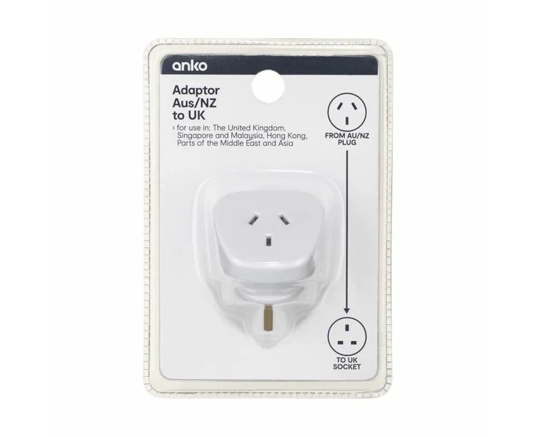 Adaptor, AU/NZ Plug to UK Socket, Triple Flat Pins - Anko