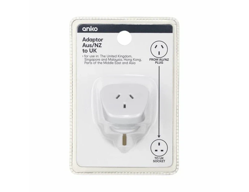 Adaptor, AU/NZ Plug to UK Socket, Triple Flat Pins - Anko