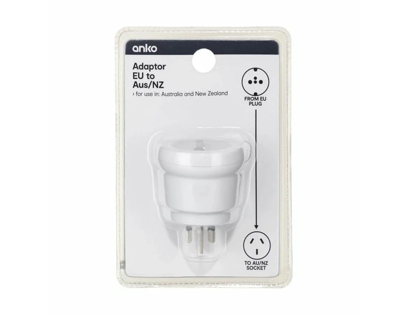 EU Travel Adaptor - Anko - White