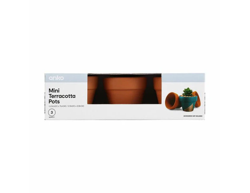 Mini Terracotta Pots, 3 Pack - Anko