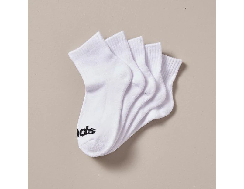 Bonds Kids Cushioned 1/4 Crew Socks - 5 Pack - White