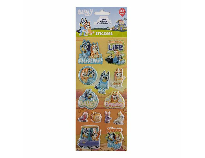 Bluey Bubble Stickers 3 Pack