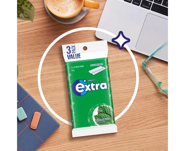 Wrigleys Extra Chewing Gum Spearmint 14 Pieces X 3 Pack