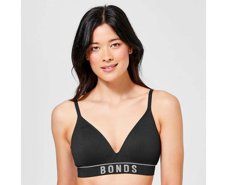 Bonds Retro Rib T-Shirt Crop Bra; Style: YXF7T - Black