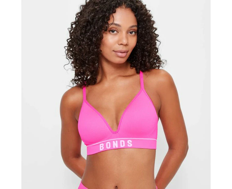 Retro Rib T-Shirt Crop Bra - Bonds - Pink