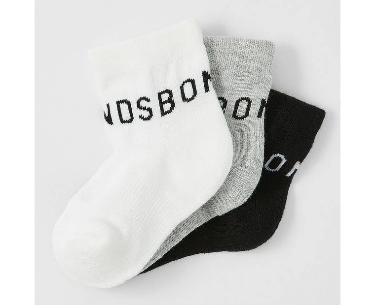 Bonds Baby Quarter Crew 3 Pack Socks