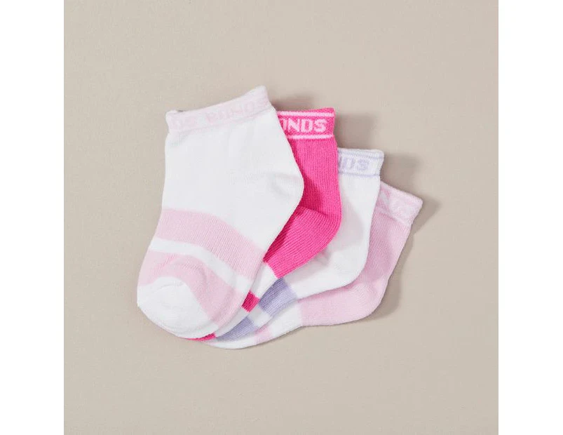 4 Pack Bonds Baby Sportlet Socks - Pink