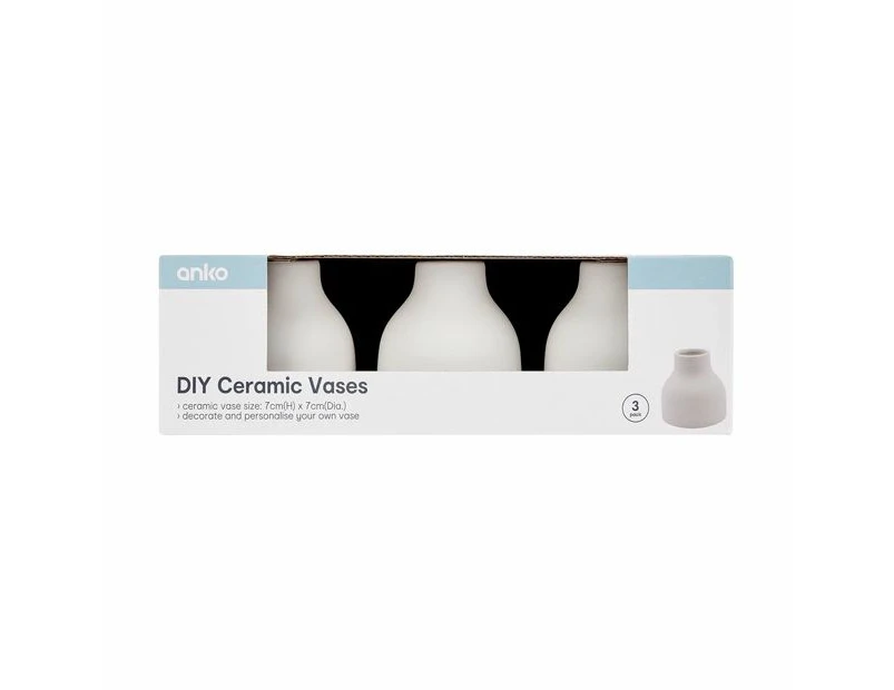 DIY Ceramic Vases, 3 Pack - Anko