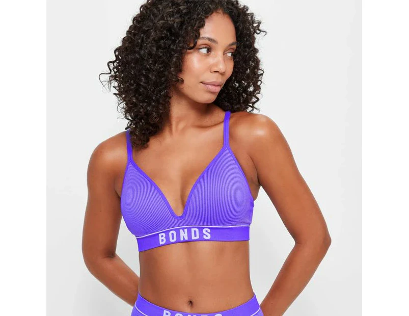 Retro Rib T-Shirt Crop Bra - Bonds - Purple