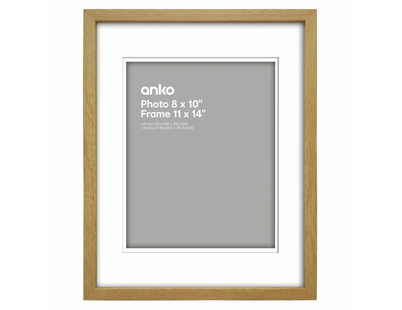 Photo Frame 8" x 10", Natural - Anko - Gold