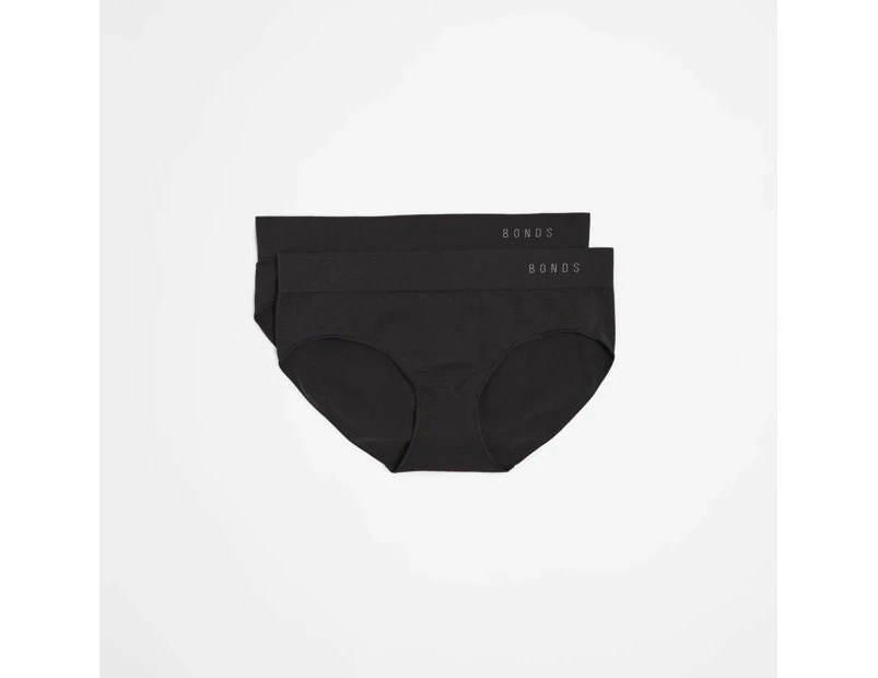 Bonds 2 Pack Seamless Midi Briefs - Black