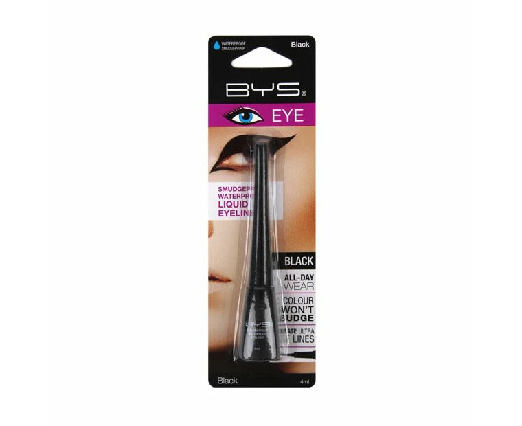 Waterproof & Smudgeproof Liquid Eyeliner, Black - BYS