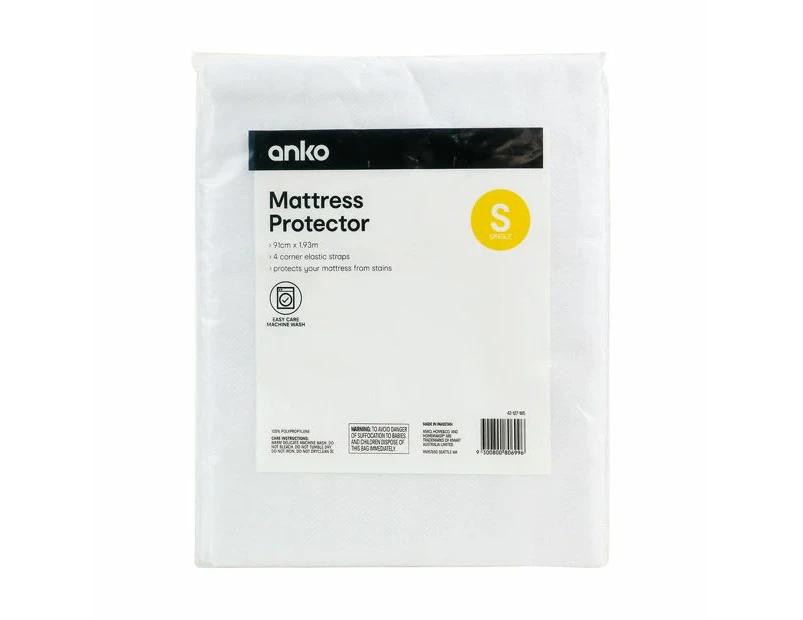 Mattress Protector, Single Bed - Anko - White