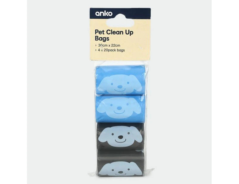 Pet Clean Up Bags, 80 Pack, Assorted - Anko