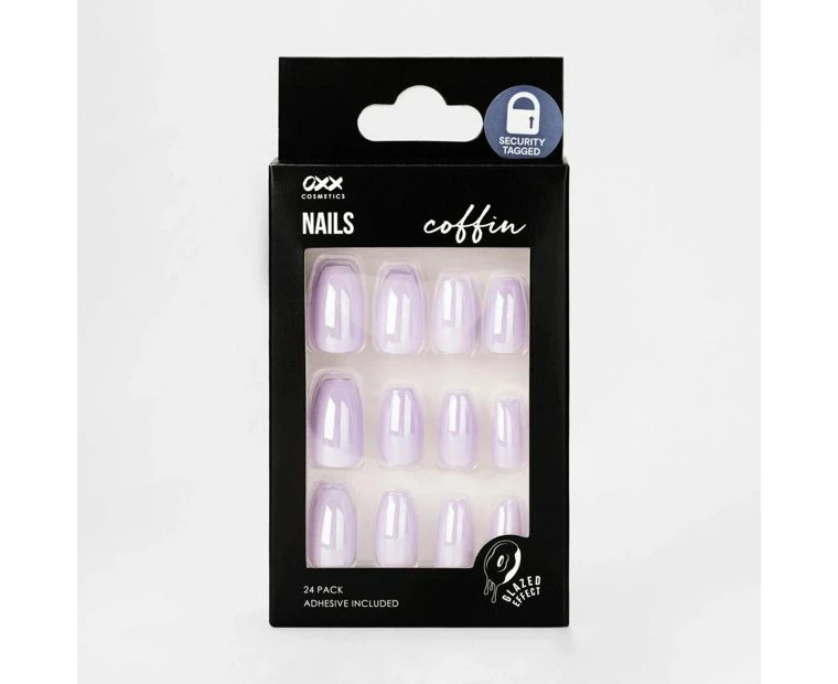 False Nails, 24 Pack, Coffin Shape, Glazed Effect - OXX Cosmetics