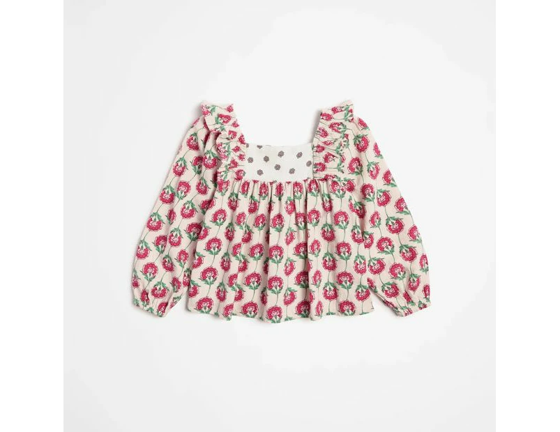 Target Woven Spliced Floral Blouse Top - Pink