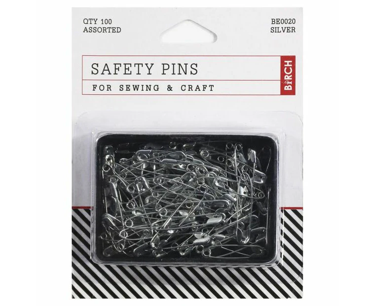 Target Birch Safety Pins, 100 Pack, Assorted - Silver Look