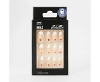 False Nails 24 Pack, Stiletto Shape, French Tip Heart - OXX Cosmetics