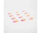 False Nails 24 Pack, Almond Shape, Floral - OXX Cosmetics - Pink