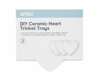 DIY Ceramic Heart Trinket Trays, 3 Pack - Anko