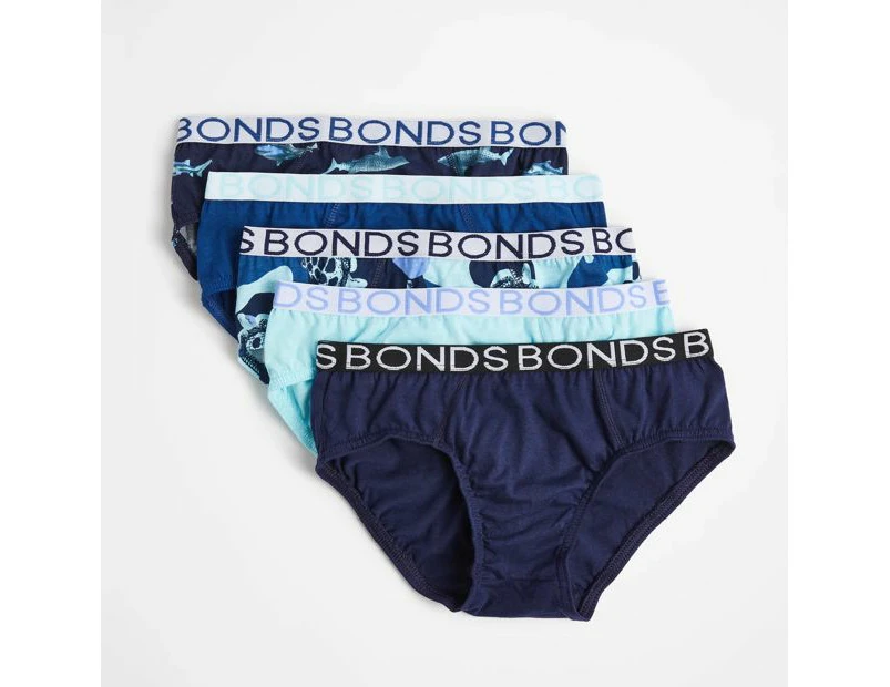 Bonds Boys Briefs 5 Pack - Blue