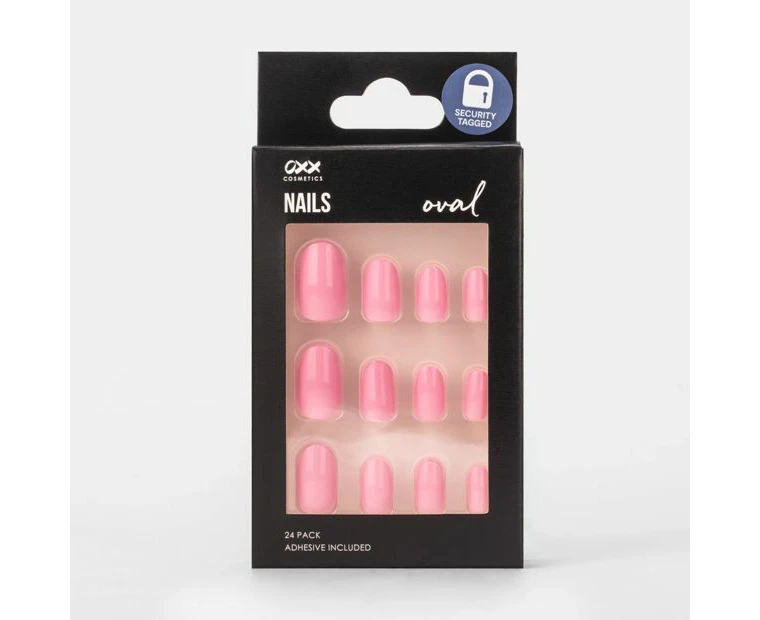 False Nails 24 Pack, Oval Shape, Candy Pink - OXX Cosmetics