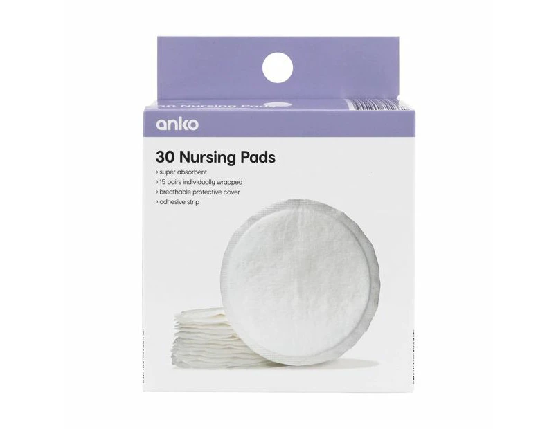 Nursing Pads, 30 Pack  - Anko - White