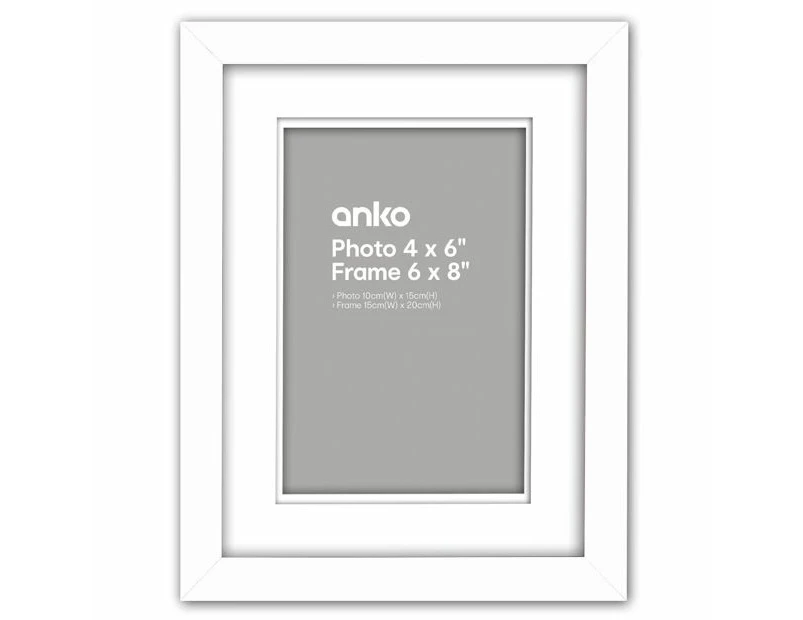 Photo Frame 4" x 6", White - Anko