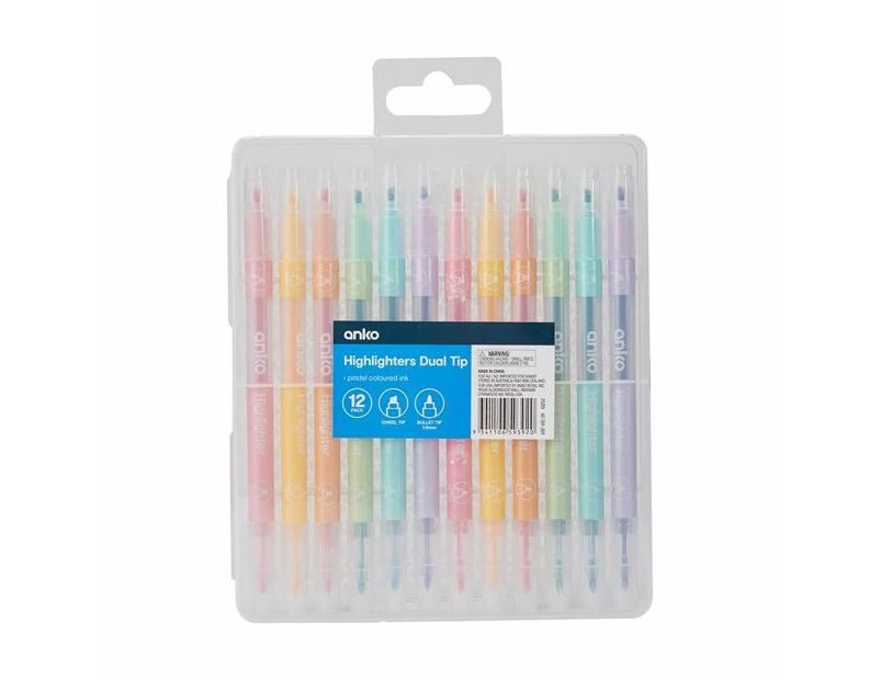 Dual Tip Highlighters, 12 Pack - Anko - Multi