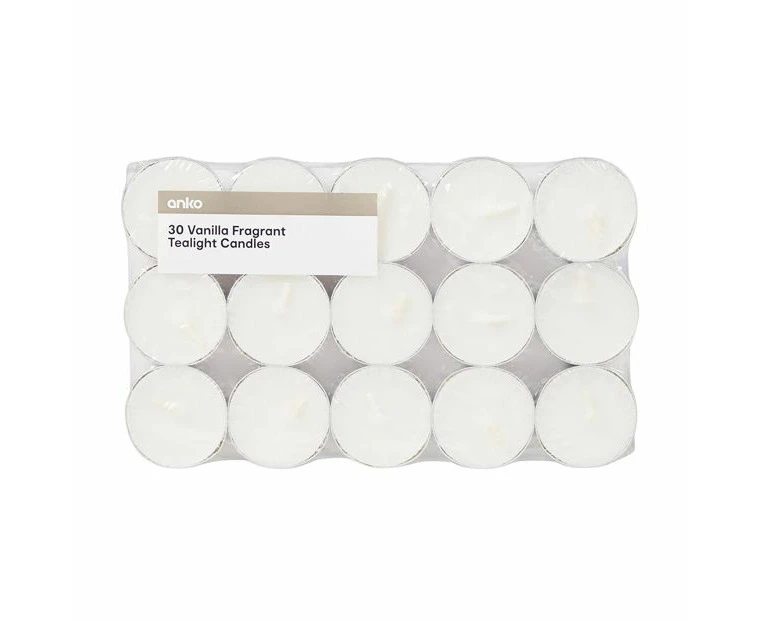 Vanilla Fragrant Tealight Candles, 30 Pack - Anko