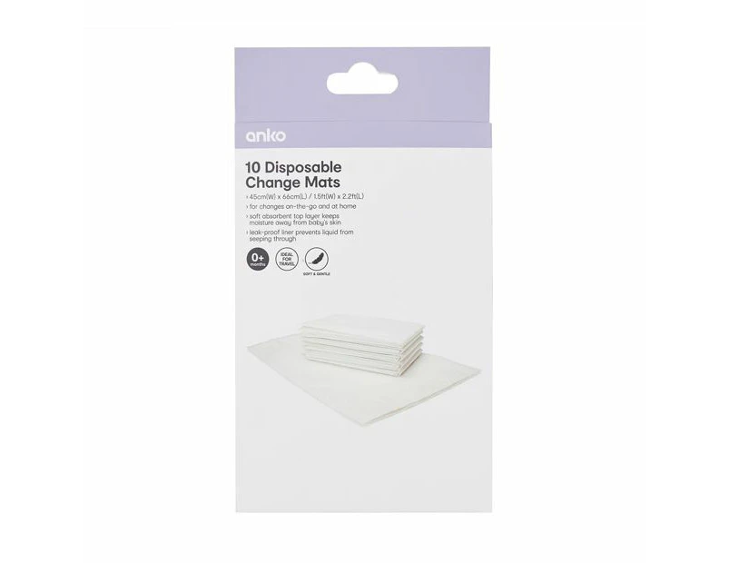 Disposable Change Mats, 10 Pack - Anko - White