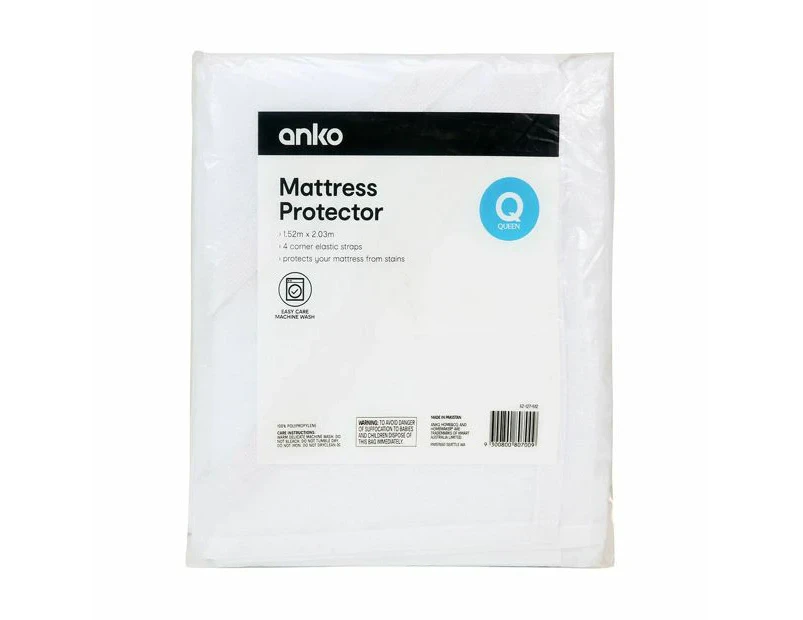 Mattress Protector, Queen Bed - Anko - White