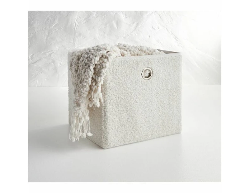 Collapsible Boucle Storage Cube - Anko - White