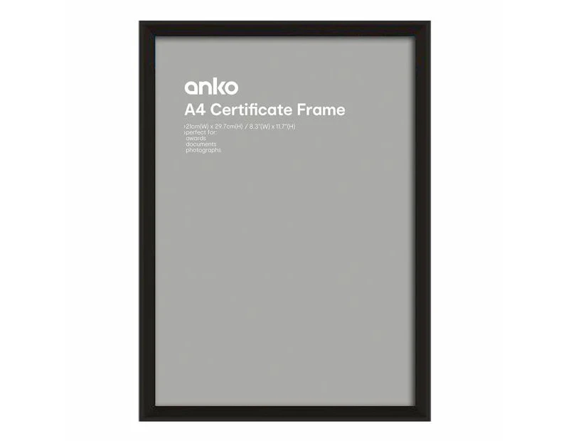 A4 Norway Certificate Frame, Black - Anko