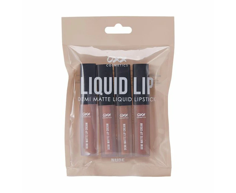 Liquid Lip Demi Matte Liquid Lipstick 4 Piece, Nude - OXX Cosmetics