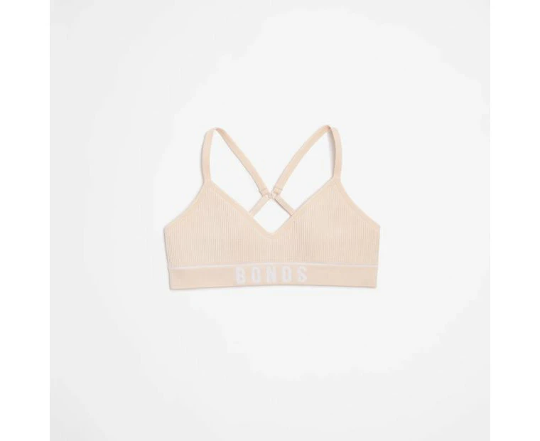 Bonds Girls Retro Rib Contour Crop - Neutral