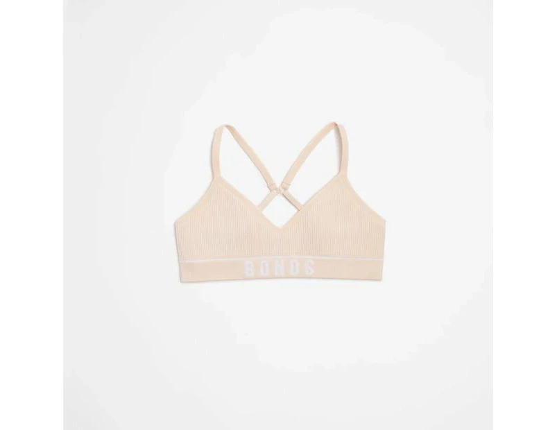 Bonds Girls Retro Rib Contour Crop - Neutral