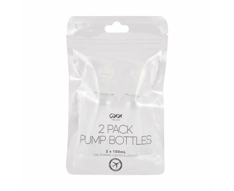 OXX Travel 2 Pack Pump Bottles - White and Clear