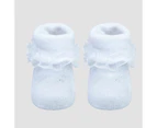Baby Organic Cotton Party Ruffle Socks 1 Pack - Underworks - White