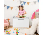 Giantex Kids Toy Box Storage Ottoman Chest Cabinet Room Organiser w/Flip-Top Lid & Cushion, White