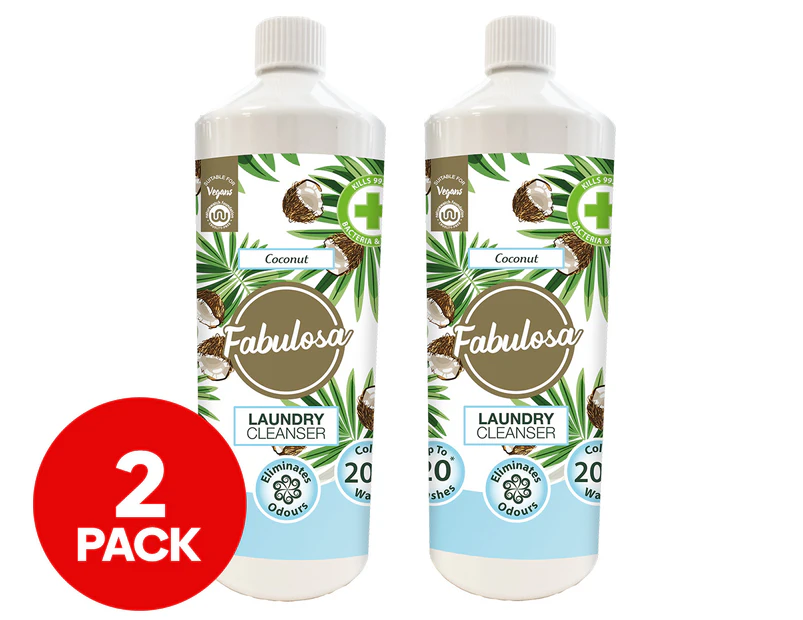 2 x Fabulosa Laundry Cleanser Coconut 1L / 20 Washes