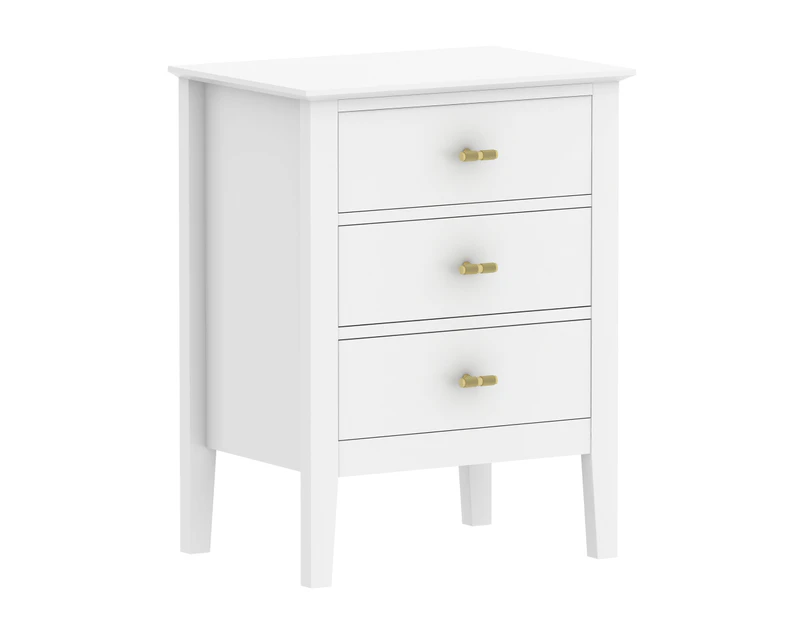Harper 3 drawer side table - White