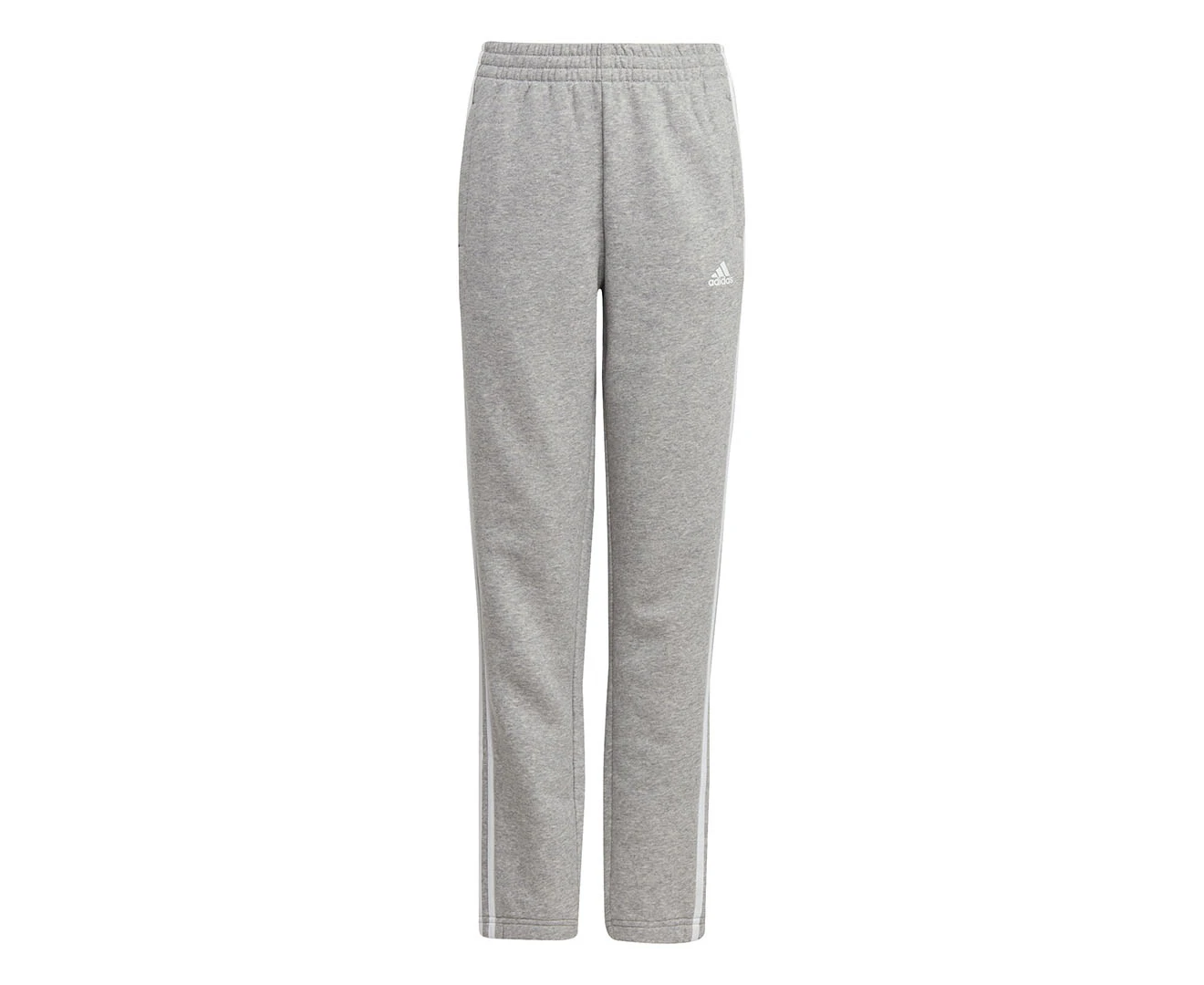 Adidas Kids'/Youth Essentials 3-Stripes Fleece Trackpants / Tracksuit Pants - Medium Grey Heather/White