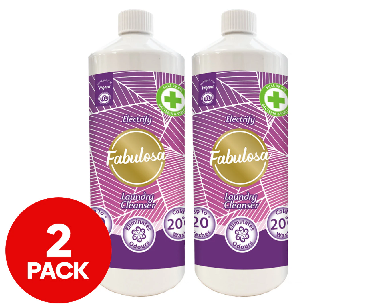 2 x Fabulosa Laundry Cleanser Electrify 1L / 20 Washes