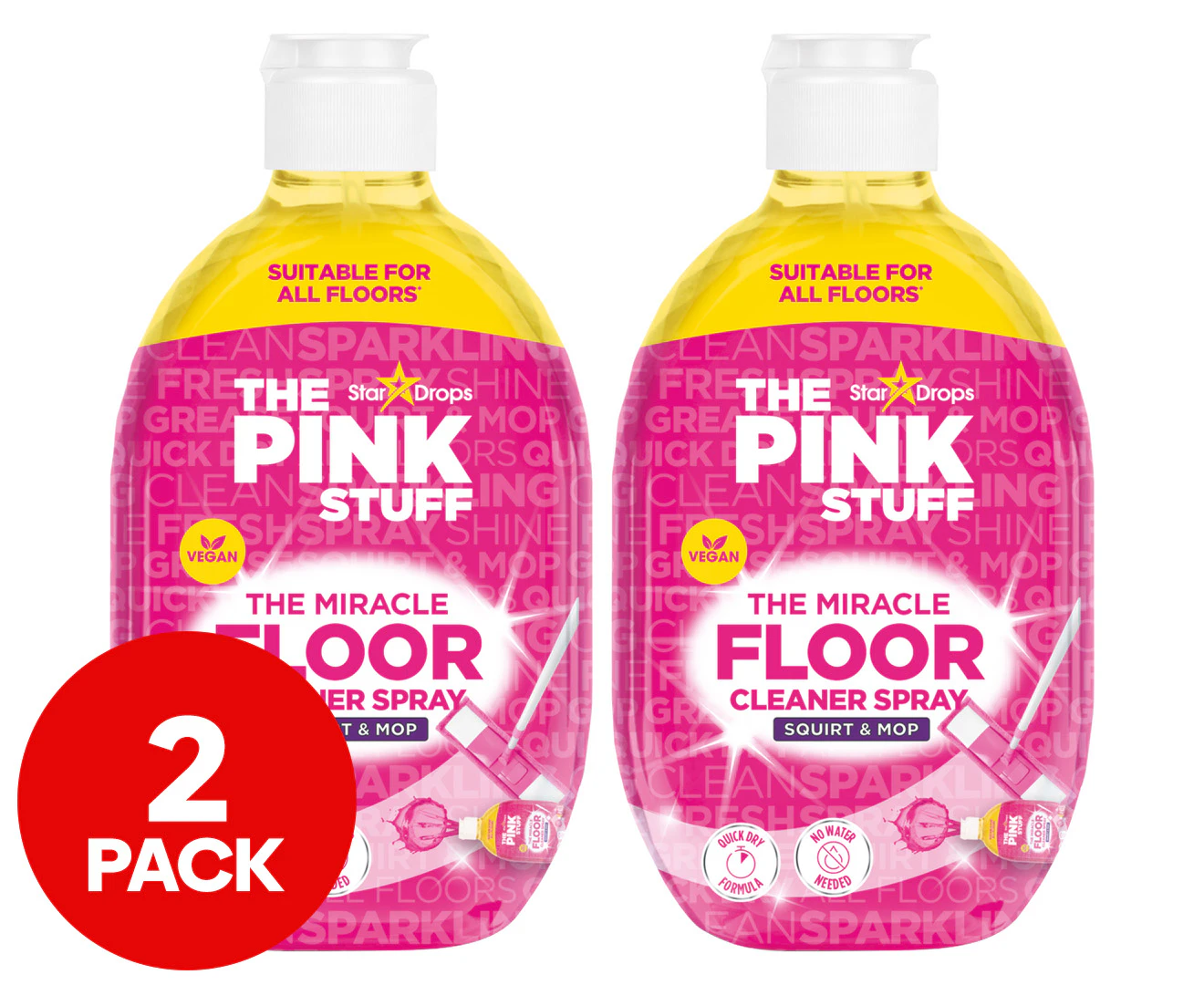 2 x StarDrops The Pink Stuff The Miracle Floor Cleaner Spray 750mL