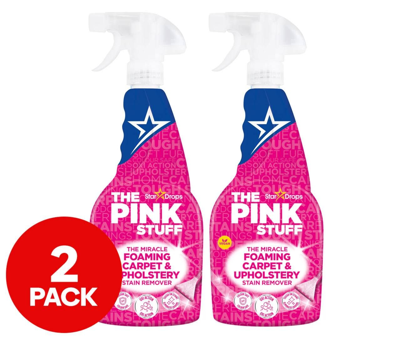 2 x StarDrops The Pink Stuff The Miracle Foaming Carpet & Upholstery Stain Remover 500mL